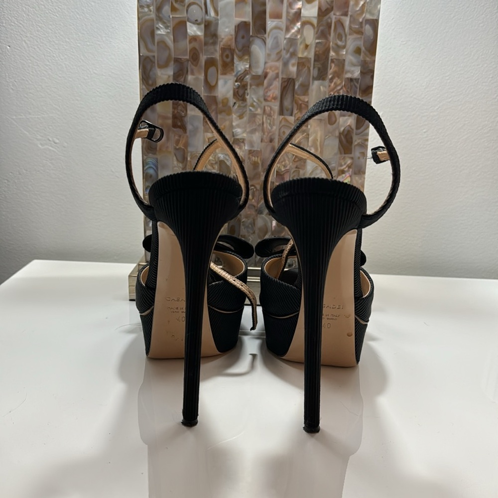 Casadei high heels,black with diamond bow 10 size - Picture 4 of 5